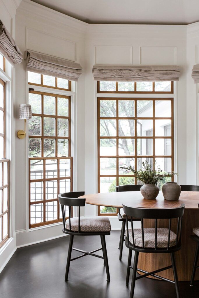 breakfast area with paneled windows and round dining table